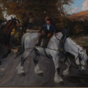 Vernon Stokes. "Heavy Horses". Landscape Horses Oil Painting.