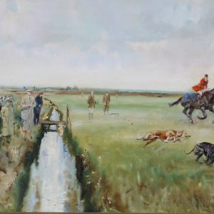 Michael Lyne. "Waterloo Cup". Sporting oil painting.