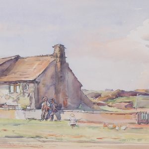Fred Lawson. "Crayke House, Castle Bolton, Wensleydale". Landscape  watercolour.