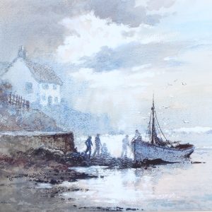 Robert Leslie Howey. "Coble , Runswick Bay". Marine Watercolour Painting.