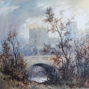 Robert Leslie Howey. "Durham Cathedral". Marine Watercolour Painting.